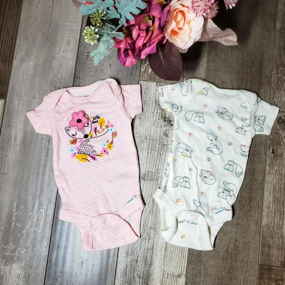 Gerber Baby Girl Newborn Fox Onesie Bundle - Picture 1 of 11